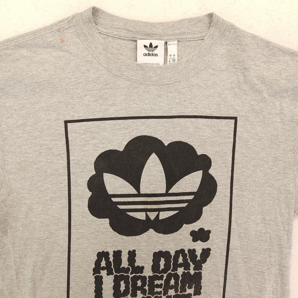 Adidas Casual Crew Neck Short Sleeve Graphic T Shirt Mens Size Small S Gray